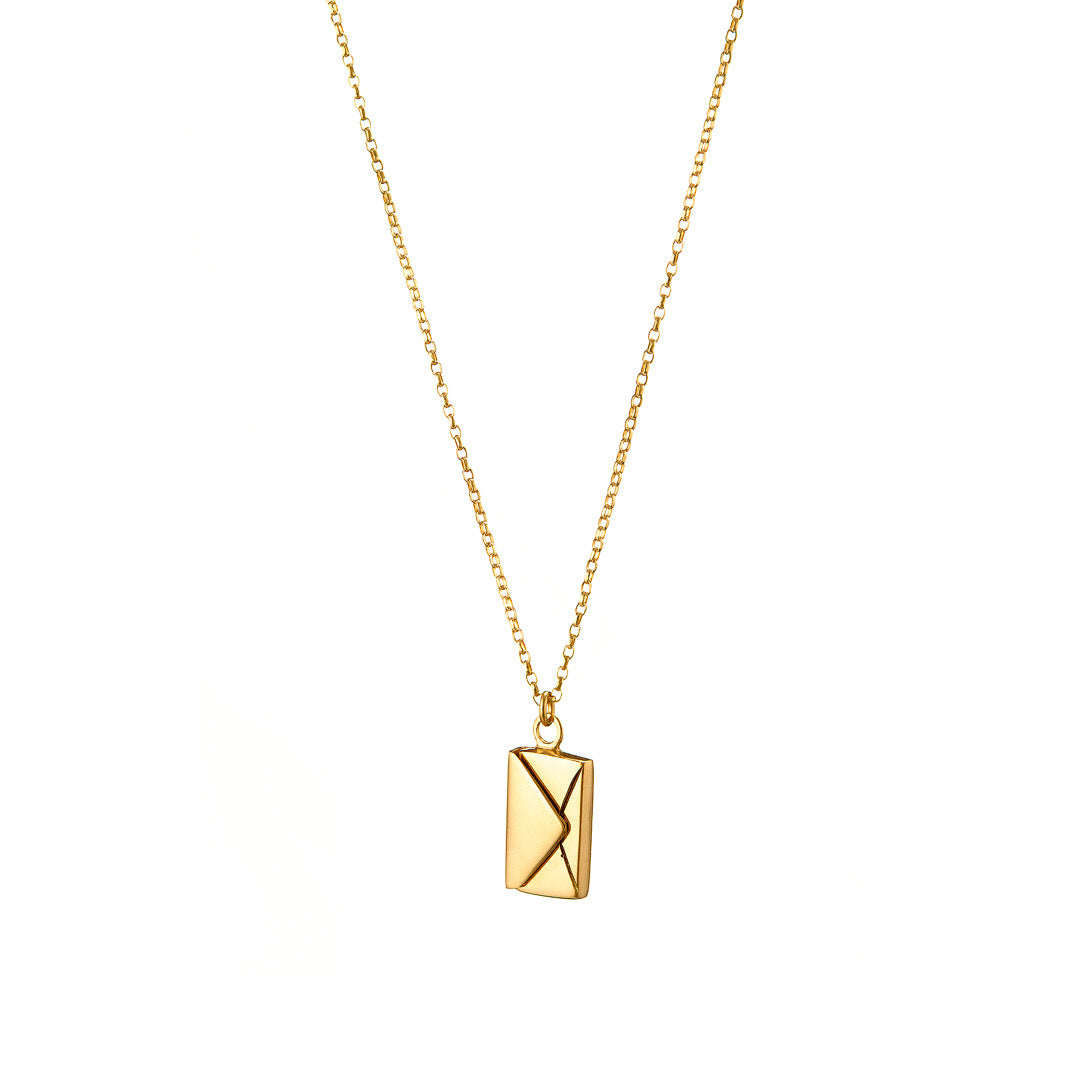 ‘I love you’ Signature Envelope Necklace - 18ct Gold