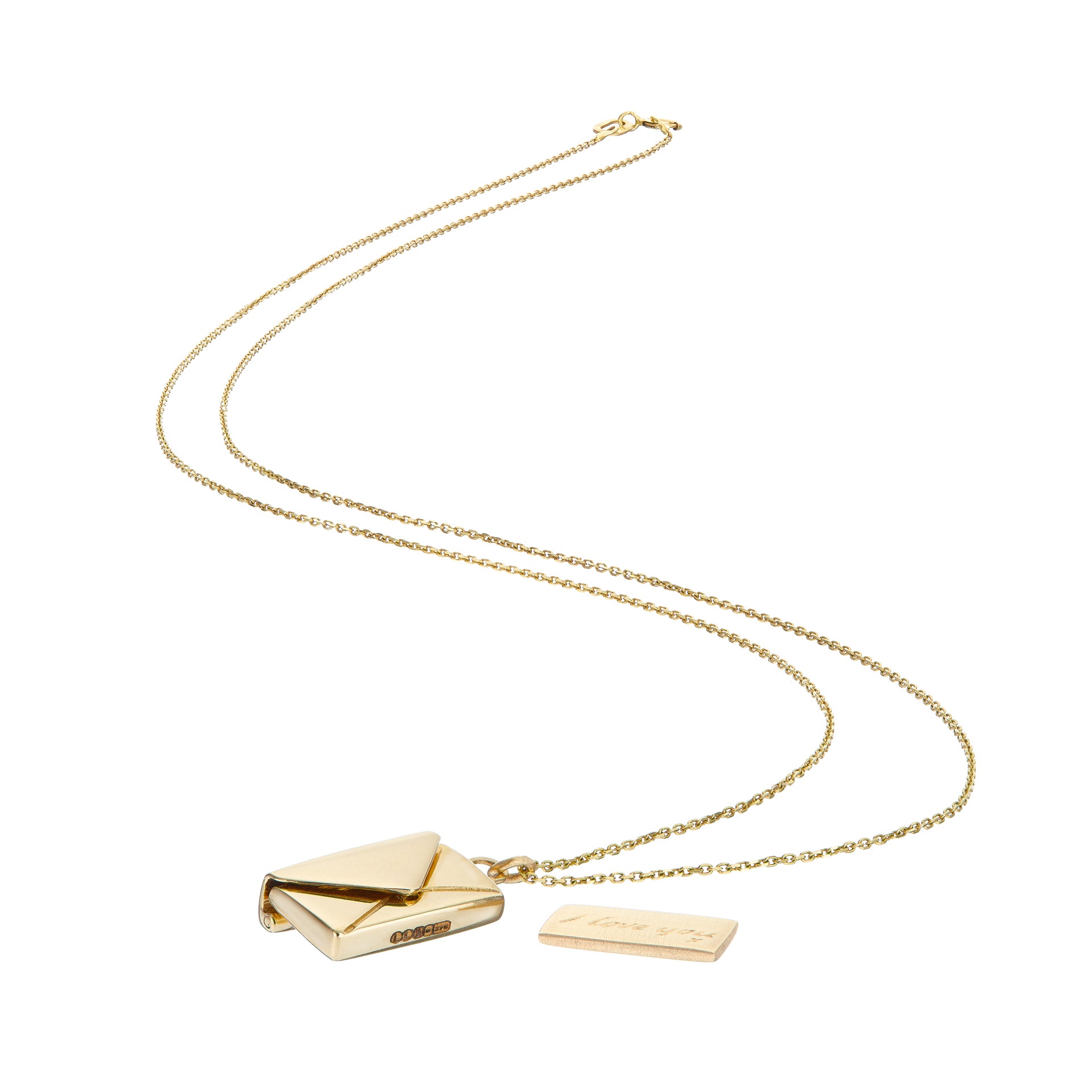 'Will you marry me? Signature Envelope Necklace - 18ct Gold