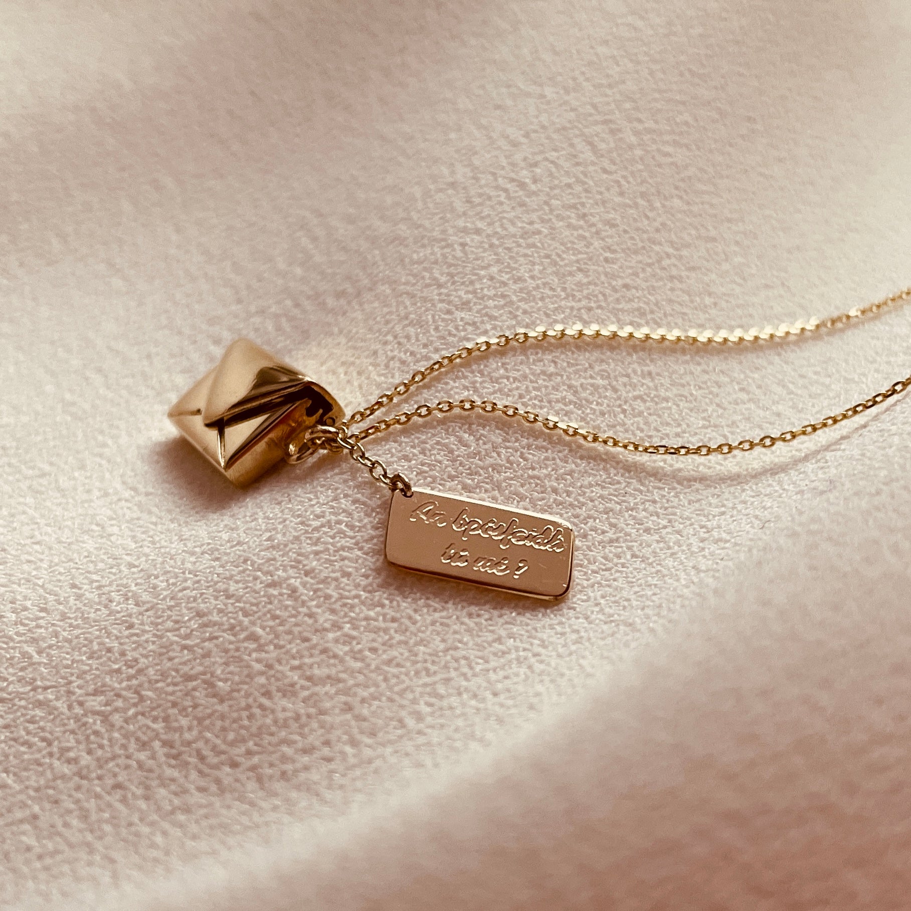 'Will you marry me?' Signature Envelope Necklace - 9ct Gold
