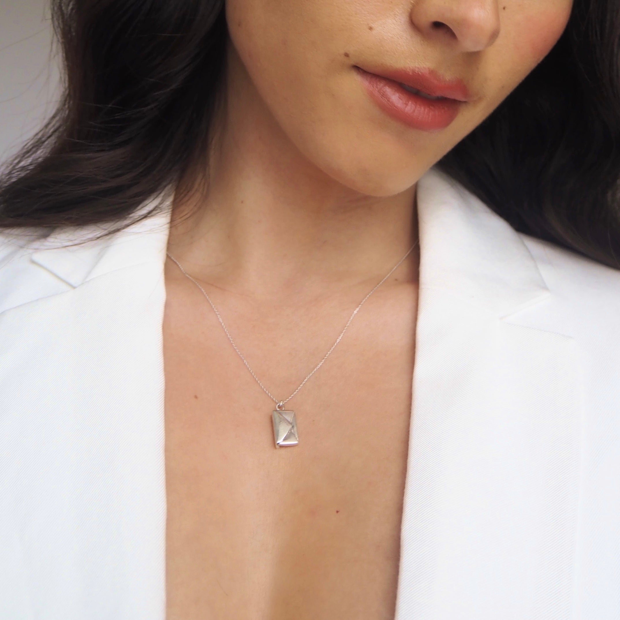 'I love you' Signature Envelope Necklace - Sterling Silver