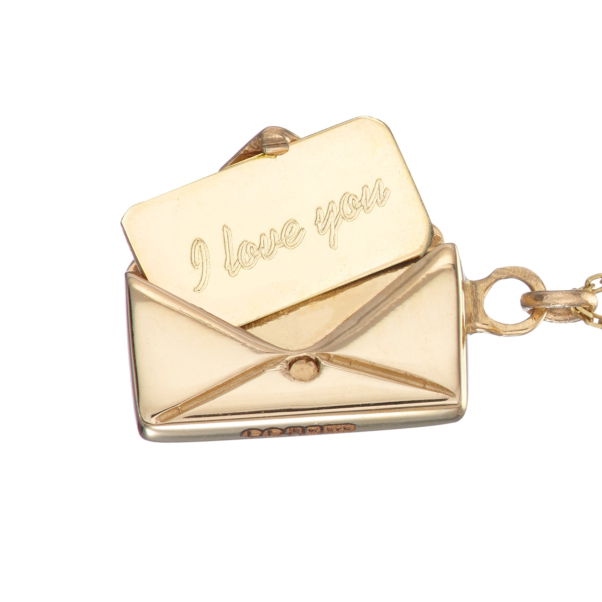 ‘I love you’ Signature Envelope Necklace - 18ct Gold